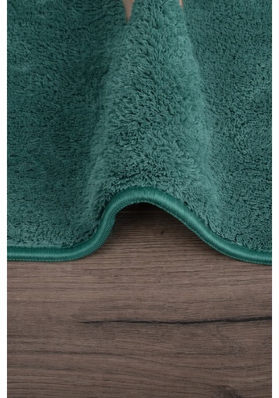 Relax Petrol Yeşili 80x150 + 50x80 Cm Büyük Boy 2'li Banyo Halısı Paspası Seti Kaymaz Klozet Takımı Yeşil