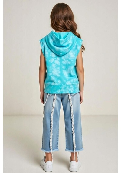 Riccotarz Kız Çocuk Üzeri Mg Yazı Ve Yaprak Detaylı Kapüşonlu Kolsuz Turkuaz Sweatshirt Turkuaz Riccotarz Kız Çocuk Üzeri Mg Yazı Ve Yaprak Detaylı Kapüşonlu Kolsuz Turkuaz Sweatshirt Turkuaz