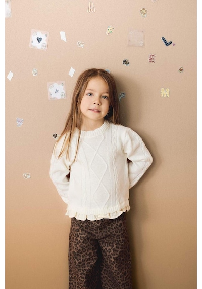 Defacto Kız Bebek Regular Fit Bisiklet Yaka Kazak F2445a525wner134 Ekru