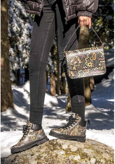 Kadın Vegan Deri Siyah Bot - Good Fortune - Black Tasarım Multicolor