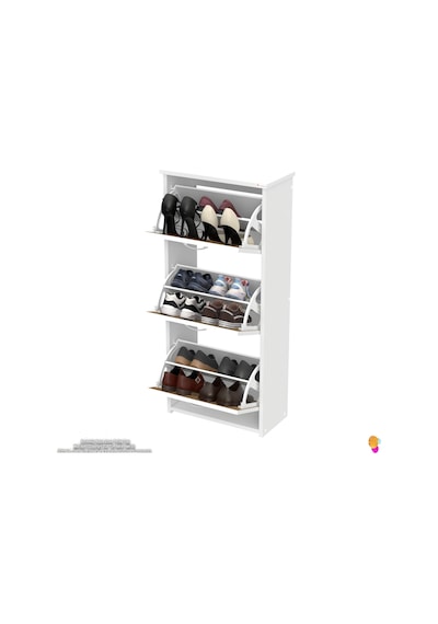 Modilayn West Antre 52x116x 26 Cm Lik 3 Düşer Kapak 6 Göz Bölmeli Ayakkabılık Meşe - Beyaz Modilayn West Antre 52x116x 26 Cm Lik 3 Düşer Kapak 6 Göz Bölmeli Ayakkabılık Meşe - Beyaz