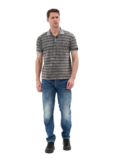 Cipo & Baxx Erkek Çizgili Polo Yaka Basic T-shirt - Ct858 Ant