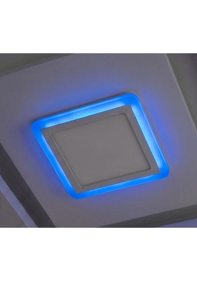 Kare Sıva Altı Led Spot Aydınlatma 36 Watt Çift Renk 3 Kademe Mavi Günışığı Gece Lambası Armatür