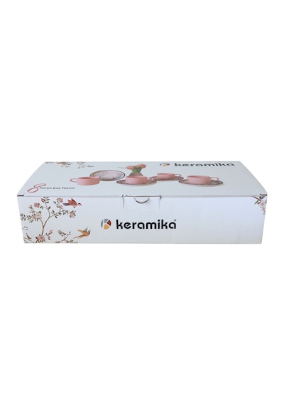 Keramika Kuş Dekorlu Stackable Çay Takımı 8 Parça Renkli