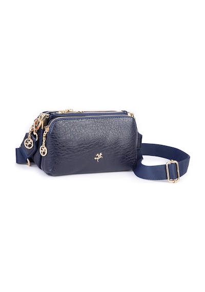 Nas Bag Mini Boy Kadın 3 Gözlü Çapraz Çanta En 18 Cm Boy 11 Cm Lacivert Victoria Laci