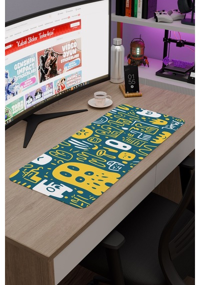 İllüstrasyon Kaymaz Dikişli Kauçuk Oyuncu Mousepad V2 - 70x30 Xl Gaming Mouse Pad Fare Altlığı