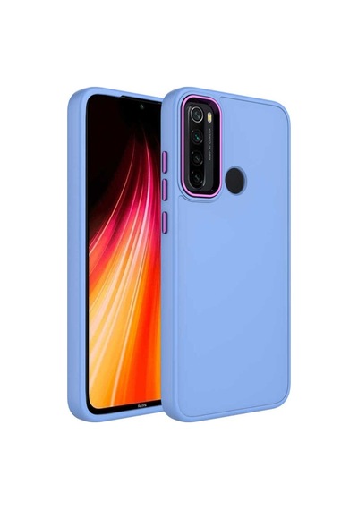 Xiaomi Redmi Note 8 Kılıf Metal Çerçeve Ve Buton Tasarımlı Silikon Zore Luna Kapak Lila