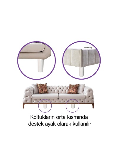 Destek Ayağı 9,5-14,5 Cm Beyaz Ve Metal Düz Ayak Tabanı M8 Civatalı İnce Diş Mobilya Kanepe Baza Koltuk Seti