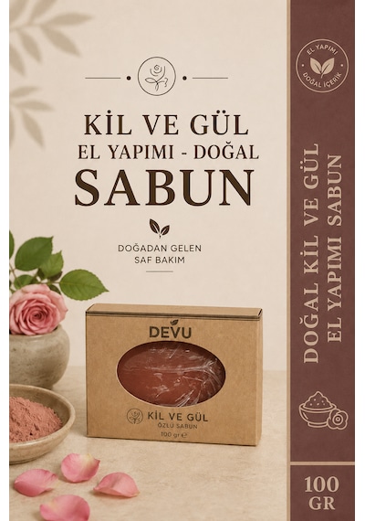 Kil Ve Gül Özlü El Yapımı Doğal Sabun