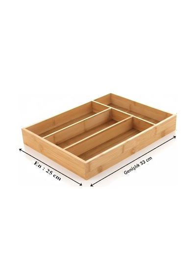 Bambu Çekmece İçi Kaşıklık Organizer 33 25 Cm Kahverengi