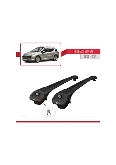 Peugeot 207 Sw 2006-2014 Arası İle Uyumlu Ace-1 Ara Atkı Tavan Barı Siyah