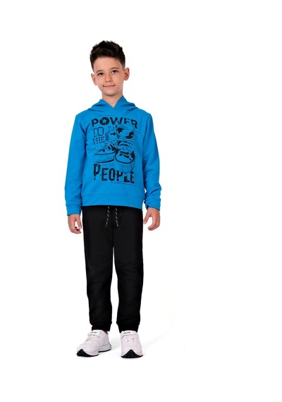 Mnk Baby & Kids Power Baskılı Kapşonlu Çocuk Eşofman Mnk0616 Mavi