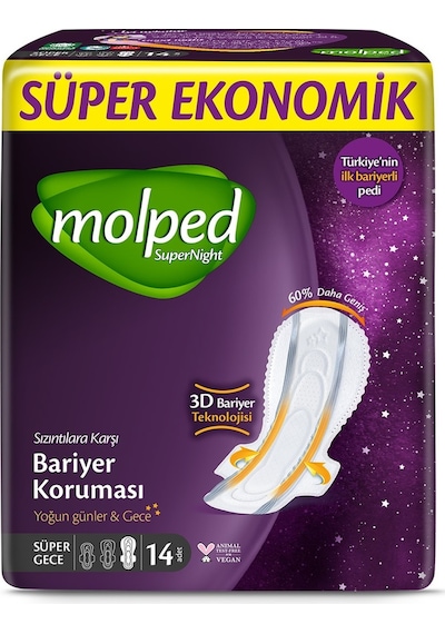Molped Super Night Hijyenik Ped Süper Gece 14'lü