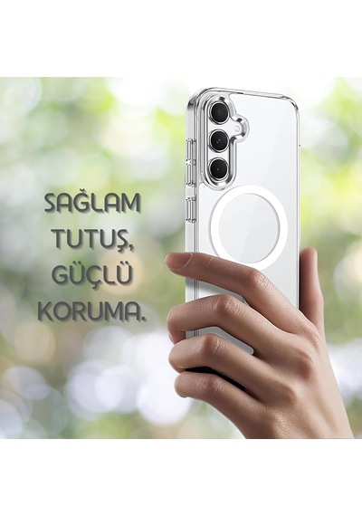 Magsafe İle Uyumlu Şeffaf, Kamera Çıkıntılı Korumalı Darbe Emici Kapak Kablosuz Wireless Şarj Destekli Silikon Telefon Kılıfı Samsung A26
