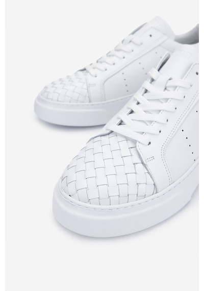 Valmenti Erkek Hakiki Deri Sneakers & Spor Ayakkabı 04 2559 Erk Ayk Y25 Beyaz Dr/orgu Beyaz