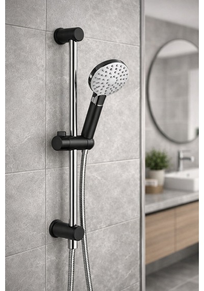 Art Chrome Black Sürgülü Duş Seti Krom - Siyah