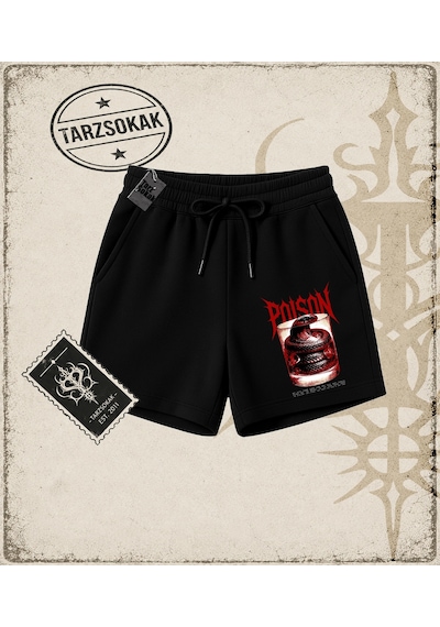 Tarzsokak Gotik & Grunge Streetwear Poıson Unisex Şort Siyah