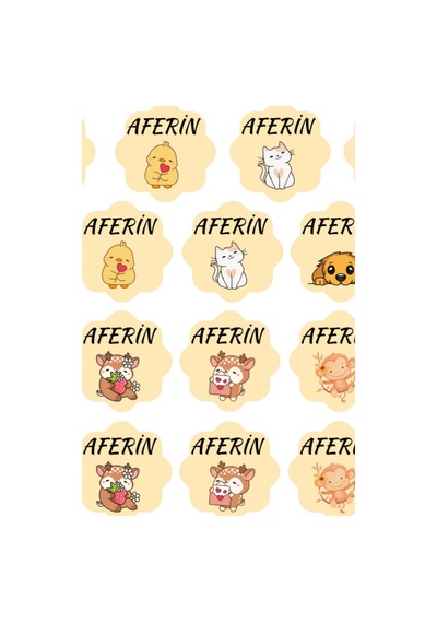 Öğretmenlere Aferin Yazılı Çok Karakterli Sevimli Sticker Seti - 62 Parça Standart