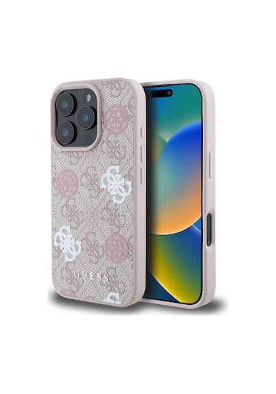 Apple iPhone 16 Pro Max Uyumlu  Kılıf Guess Lisanslı Magsafe Şarj 4g Desenli Yazı Logolu Peony Pembe