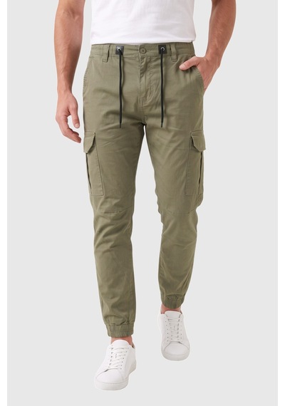 Rizzup Erkek Slim Fit Likralı Açık Yeşil Kargo Jogger Pantolon İpli Bel Lastikli Paça 1601569