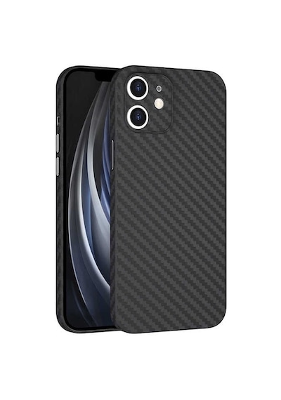 Apple iPhone Uyumlu 12 Mini Kılıf Şık Karbon Fiber Tasarım Kılıf Siyah