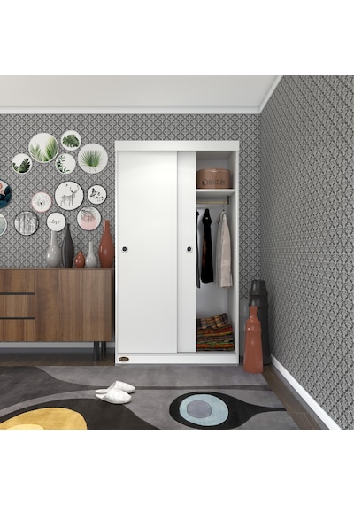 Kenzlife Gardırop Sürgülü Kapaklı Kapılı Karanfil100 Byz Gardolap Dolap