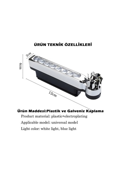 Gündüz Ledi Farı 8 Ledli Su Geçirmez Universal Mavi Işık