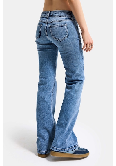 it's basic Kadın Mavi 4s6-4 Flare Fit Düşük Bel Esnek Kumaş Denim Jean