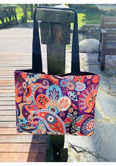 Handream Tropikal Rüya Paisley Düz Tote Bez Omuz Çantası Çok Renkli