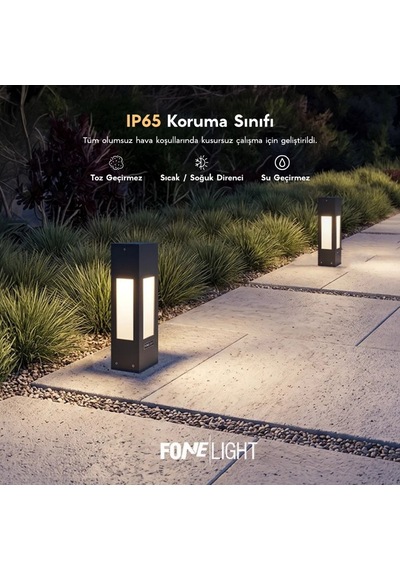 FoneLight Luxera 35 cm LED Bahçe Set Üstü Aydınlatma Antrasit Alüminyum IP65 Peyzaj Yürüyüş Yolu Lambası 3000K