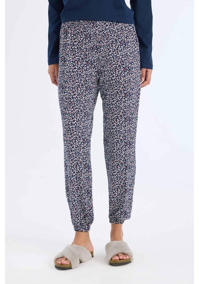 DeFacto Fall in Love Pijama Takımı Uzun Kollu Üst Desenli Uzun Alt E2357AX24WNNV31 Lacivert