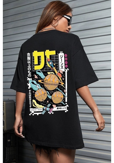 Uyguntarz Unisex Tokoyaki Baskılı Tshirt Siyah