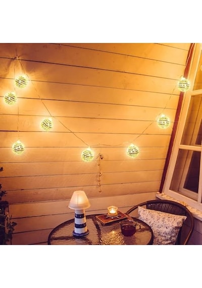 10&apos Lu Noel Led Disko Topu Işık Mini Ayna Topu Şerit Işık İç Dış Mekan Parti Bahçe Dekoru