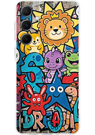 Samsung Galaxy A56 İle Uyumlu Grafiti Star Team Tasarımlı Şeffaf Silikon Kılıf Şeffaf