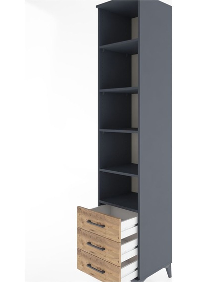 Hyperion Dolap 5 Raflı 3 Çekmeceli 44x44x221 Antrasit-çam Antrasit