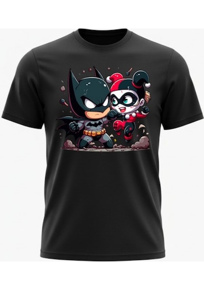 Urbantrendstore Unisex Batman Anime Oversize Fit Rahat Geniş Salaş T-shirt Günlük Tişört Siyah