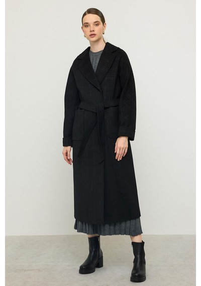 Olcay Torba Cepli Kendinden Desenli Oversize Limited Edition Kaban Siyah 3140