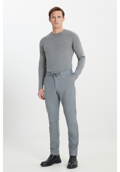 AC&Co / Altınyıldız Classics Erkek Grı Relax Fit Rahat Kesim Beli Bağlamalı Esnek Takım Elbise Pantolonu Gri