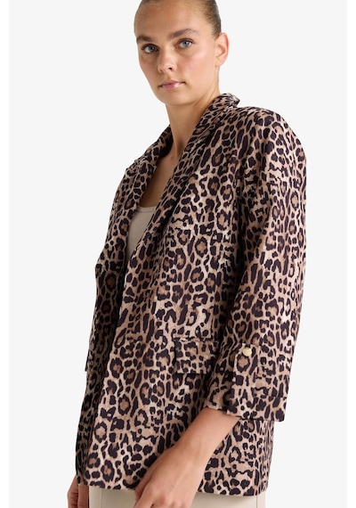 Defacto Loose Fit Ceket Yaka Leopar Desenli Blazer Ceket E1483ax25aubn225 Kahve