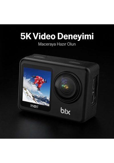 Nexa 1 Wi-fi 5k 30fps Aksiyon Kamerası 50 Mp Çift Ekran Geniş Açılı Ve Eıs Özellikli 30m Su Geçirmez Bisiklet Mo