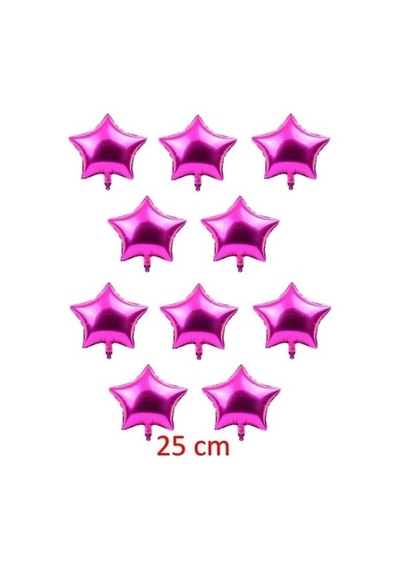 10 İnç Mini Yıldız Folyo Balon Fuşya 5 Adet