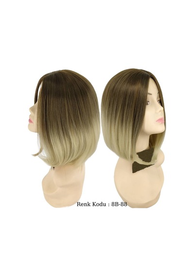 Küt Model Fiber Sentetik Peruk Kumral Koyu Platin Ombre No-8B-88