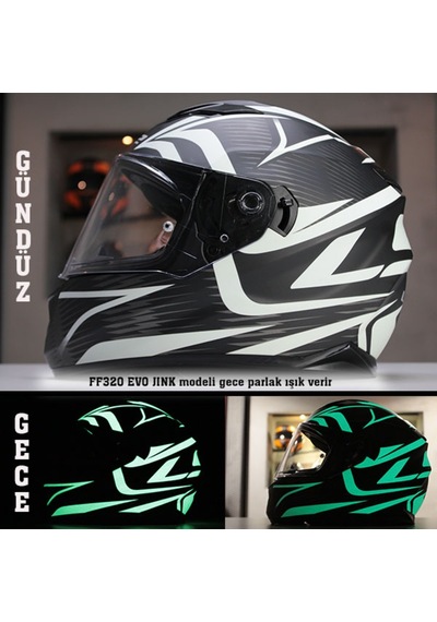 Ls2 Ff320 Evo Jınk Mat Sıyah-Fosforlu Kask