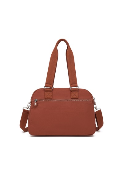 Smart Bags Orta Boy Çok Cepli Su Geçirmez Hafif Krınkıl Kumaş Kadın Omuz Çantası Kiremit