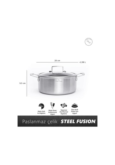 Maxx Doria Steel Fusion Jr 6 Parça Tencere Takımı Pa3040 Gri