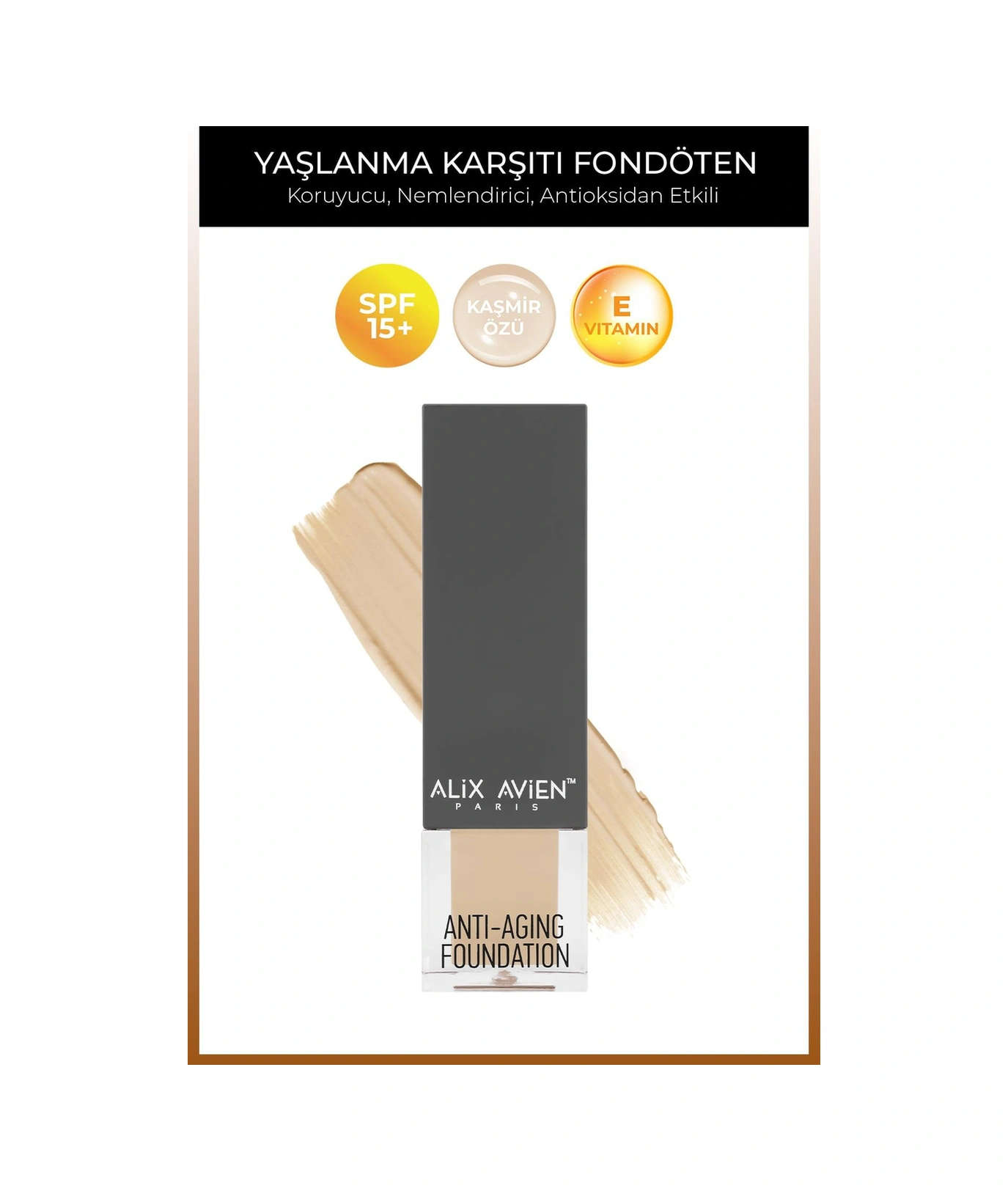 Alix Avien Vitamin İçeren Nemlendirici SPF15+ Fondöten  Foundation 509 Warm Amber