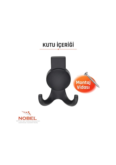 Solo Lüks Askı, Metal, Vestiyer Askı, 170 Gr, Dolap Askılık, Duvar Askılığı, Mat Siyah Vidalı