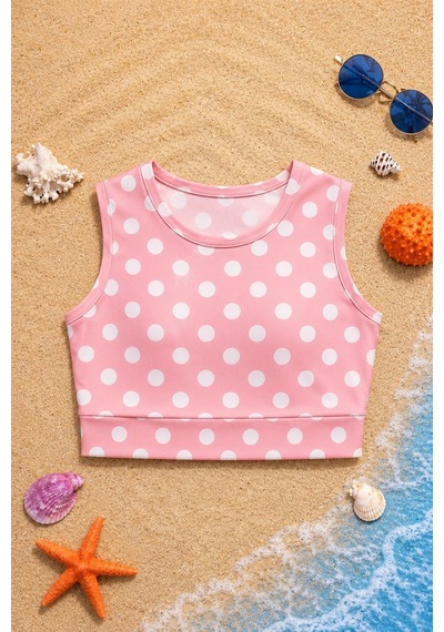 Esila Kids Kız Çocuk Puantiyeli Etekli Mayo Takımı Açık Pembe