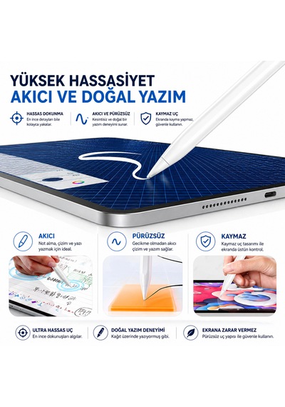 Manyetik Şarjlı Stylus Kalem Type-c Şarjlı Tablet Kalemi Hassas Uçlu Dokunmatik Kalem 1
