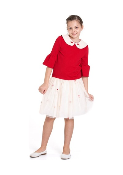 Xo Kids Kız Çocuk Kısa Kol Elbise 3-12 Yaş 3955-1 Kırmızı